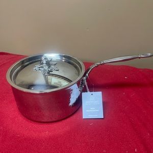 Ruffoni Opus Prima Hammered SS 3.5Qt/ 20 Cm Sausepan W/Garlic Knob Lid OPA2011Y